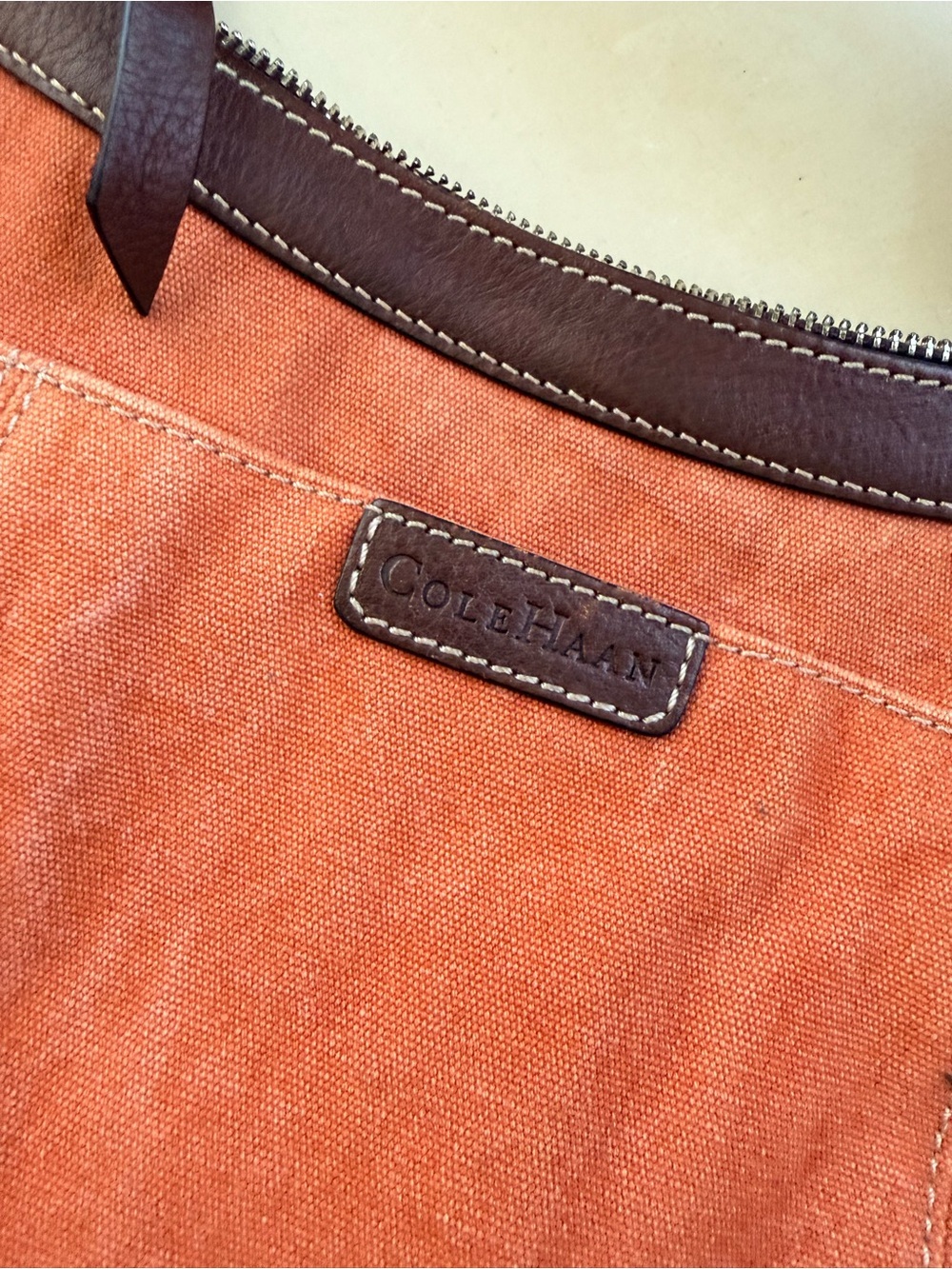 Cole Haan Two-Tone Brown Suede and Leather Shoulder Bag - Picture 3 of 9